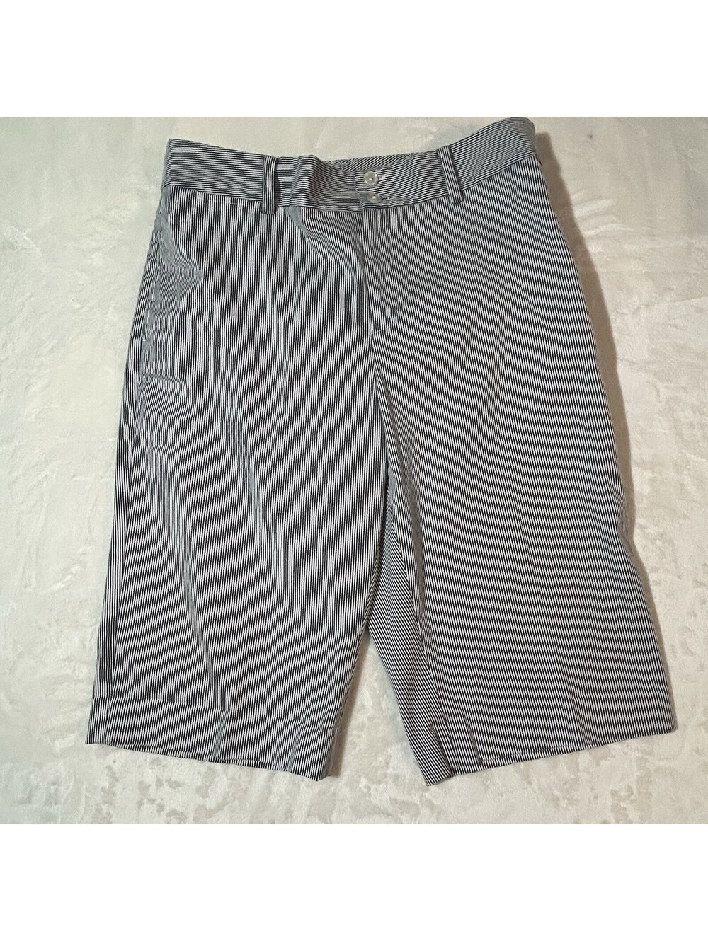 Lauren Ralph Lauren Active Seersucker Bermuda Shorts Gray White Striped Size 10